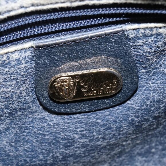 GUCCI GG Supreme Shoulder Bag PVC Navy Gold Auth 148266 - Picture 10 of 16